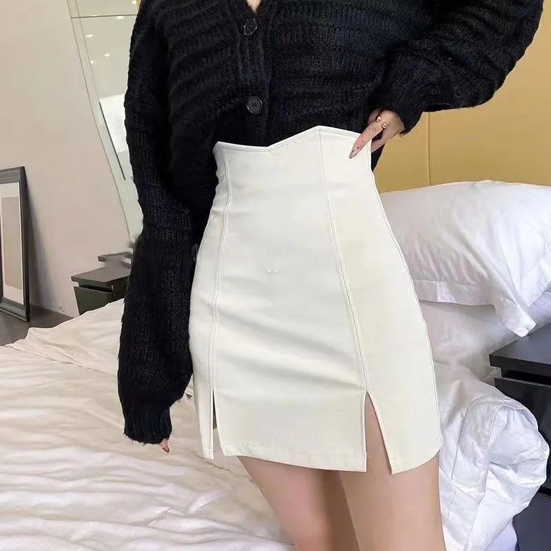 New Spring and Summer Sweet High Waist Slit Hip Short Skirt Short Skirt A-line Skirt Skirt Women