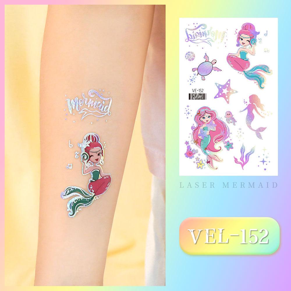 Waterproof Kids' Cartoon Tattoo Stickers: Princess, Butterfly & Mermaid Series