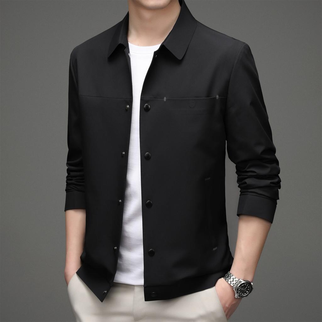 Autumn New Men's Jacket Korean Version of Casual Fashion Trend Lapel Top Middle-aged Thin Coat Men
