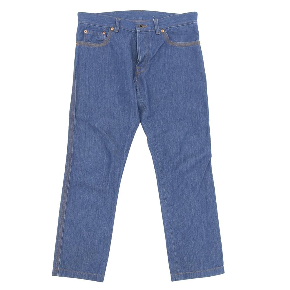 VALENTINO Men's Blue Leather Patch Button Fly Denim Pants, Size S29, Size L32, JVODEJC12PR Bottoms S29 L32 blueUsed