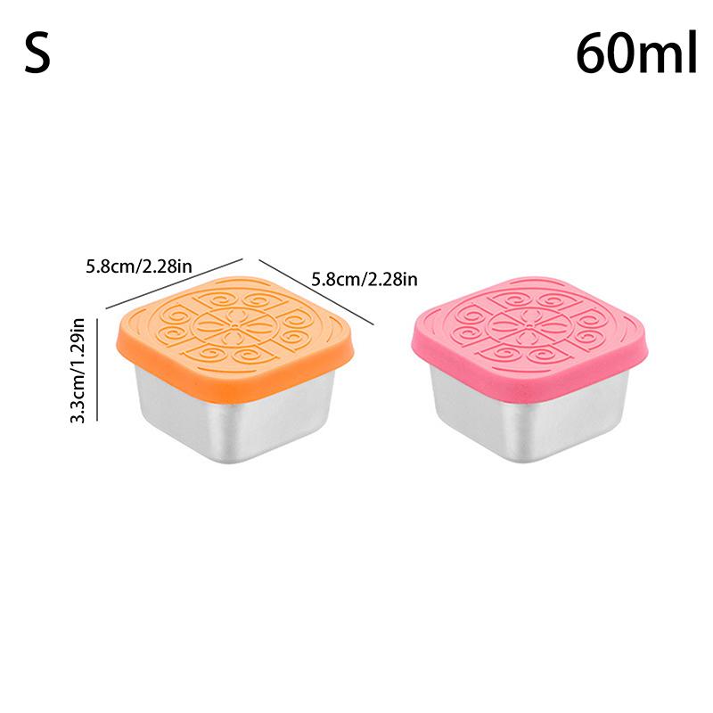1/2 Pcs Stainless Steel Salad Box Snack Seasoning Container With Silicone Lids Leakproof Stackable Dressing Food Storage Box