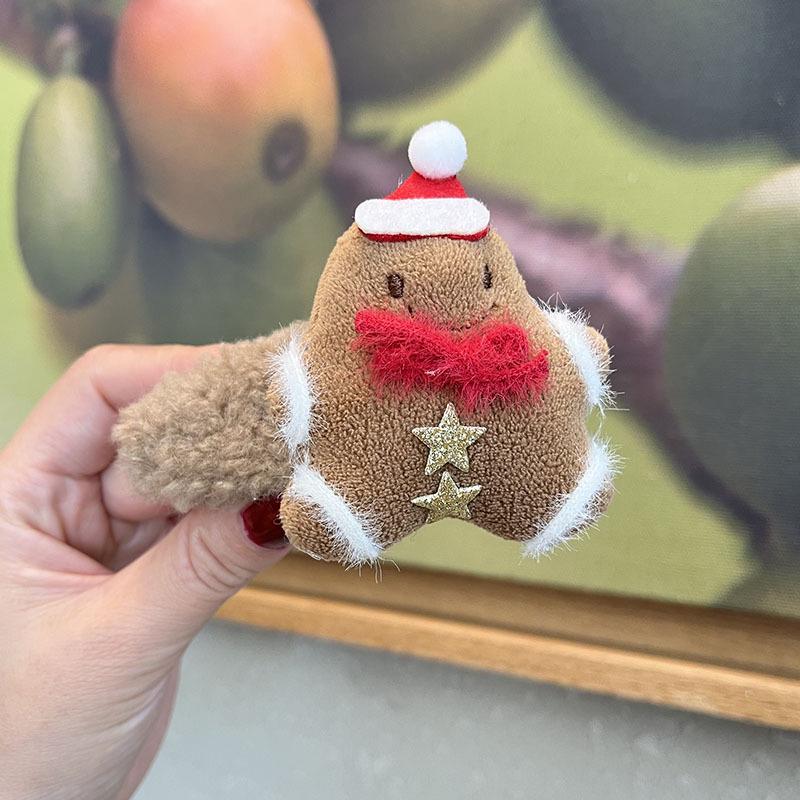 2024 Vánoční medvěd a perníček plyšová čelenka a sada gumiček do vlasů: Podzimní/zimní doplňky pro dívky