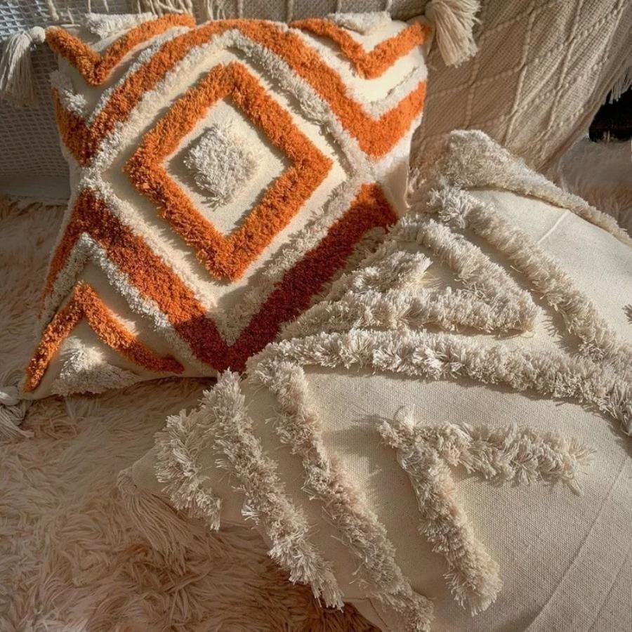Bohemian Pillow Cushion Cover Geometry Embroidered Tassel EmbroideryLong Pillowcase Living Room Sofa Home Decor Customized