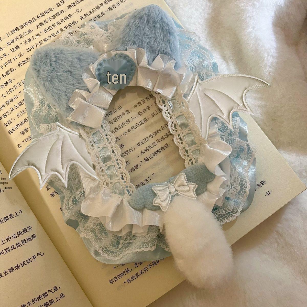

Blue Angel Tail Lace Trim Girly Cover - Handmade Ins Style Finished Product