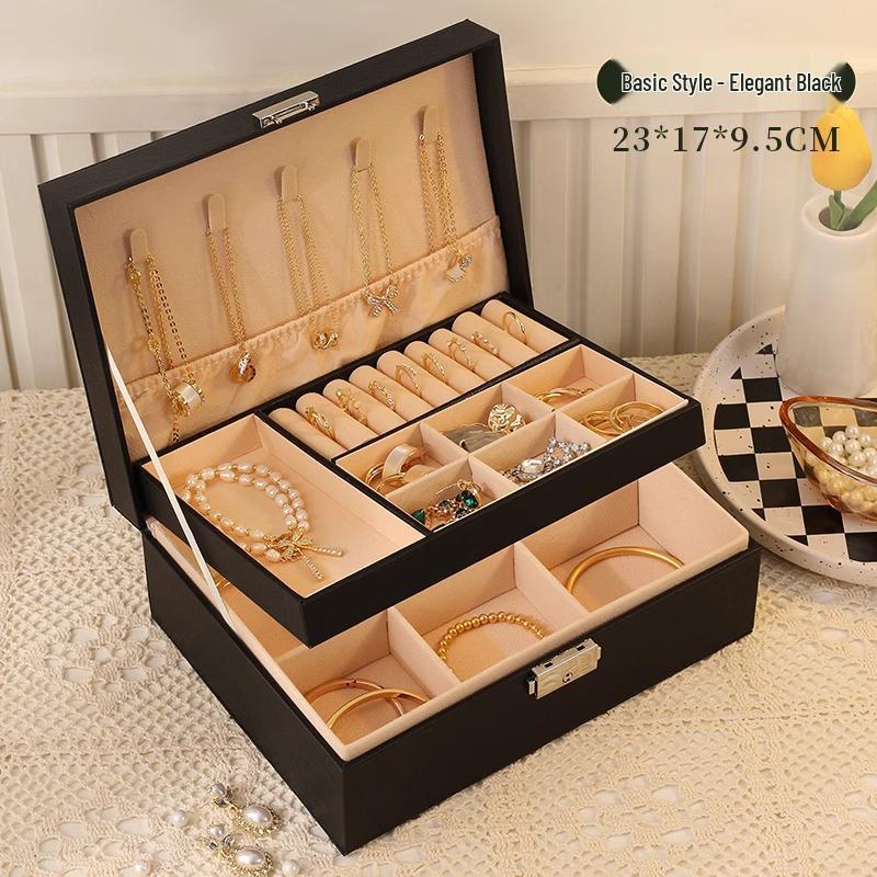 Exquisite Large Multi-Layer Jewelry Box for Necklaces, Ear Studs, Earrings, Rings & More