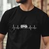 Men's Firefighter Heartbeat EKG Line Fire Truck T Shirt Casual for Fireman Vintage Washed Slig