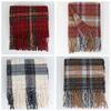 Classic Long Tassel Neckscarf Soft Women Thickened Scarf Soft Plaid Knitted Scarf  Spring