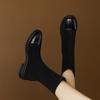 Krazing Po Microfiber Flock Winter Round Toe Size 33 Chelsea Boots Size 43 Zipper High Quality Low Heels Ankle Boots