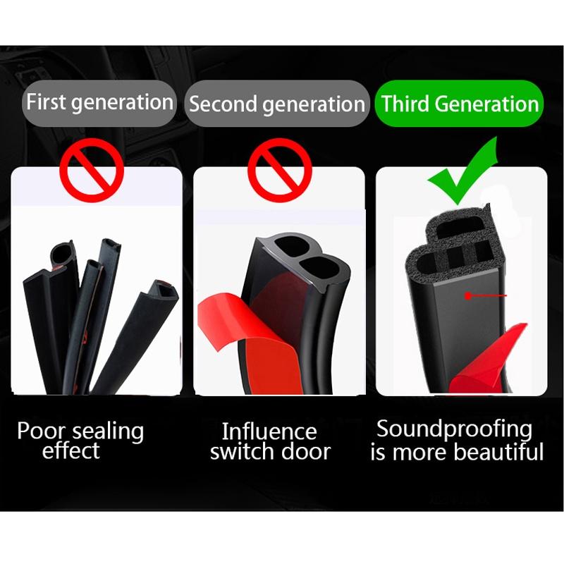 SEAMETAL Car Door Seal Strip Rubber Double Layer Sealing Sticker Soundproof Dustproof Weather Stripping Universal for Car Door Body Trunk