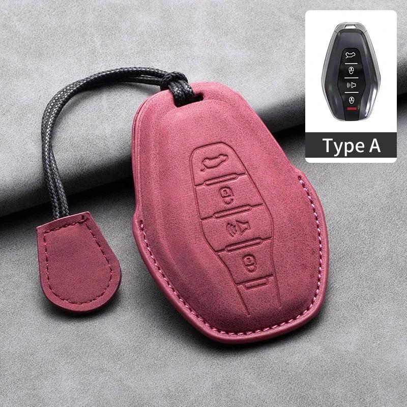 Étui de Protection en Cuir pour Clé de Voiture à 4 Boutons pour Chery Jetour Traveller 2024 2023 Coque de Clé Auto Porte-Clés