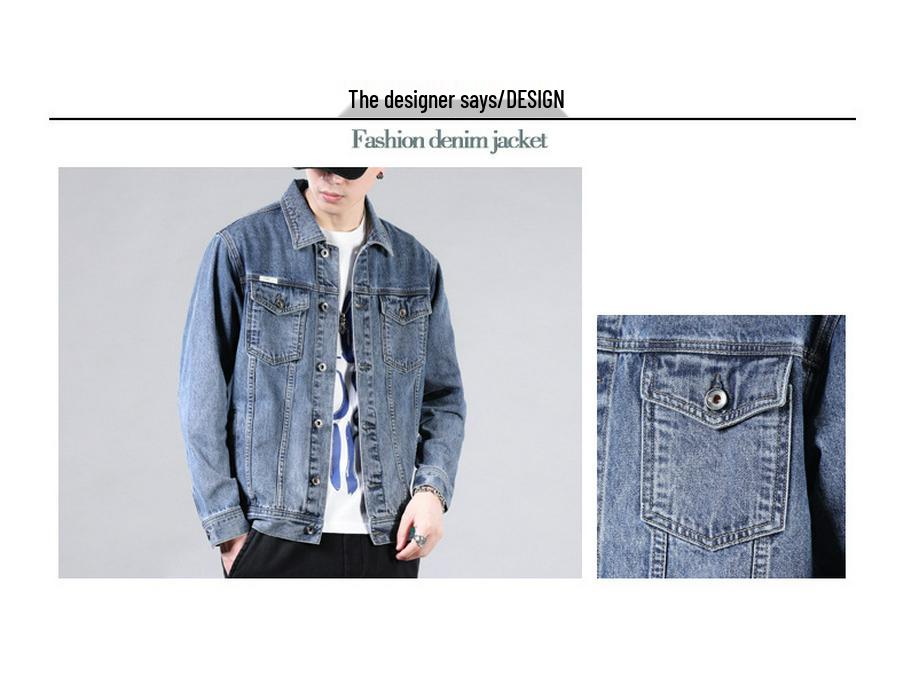 Men's Retro Washed Denim Jacket – Trendy Spring/Autumn Fit