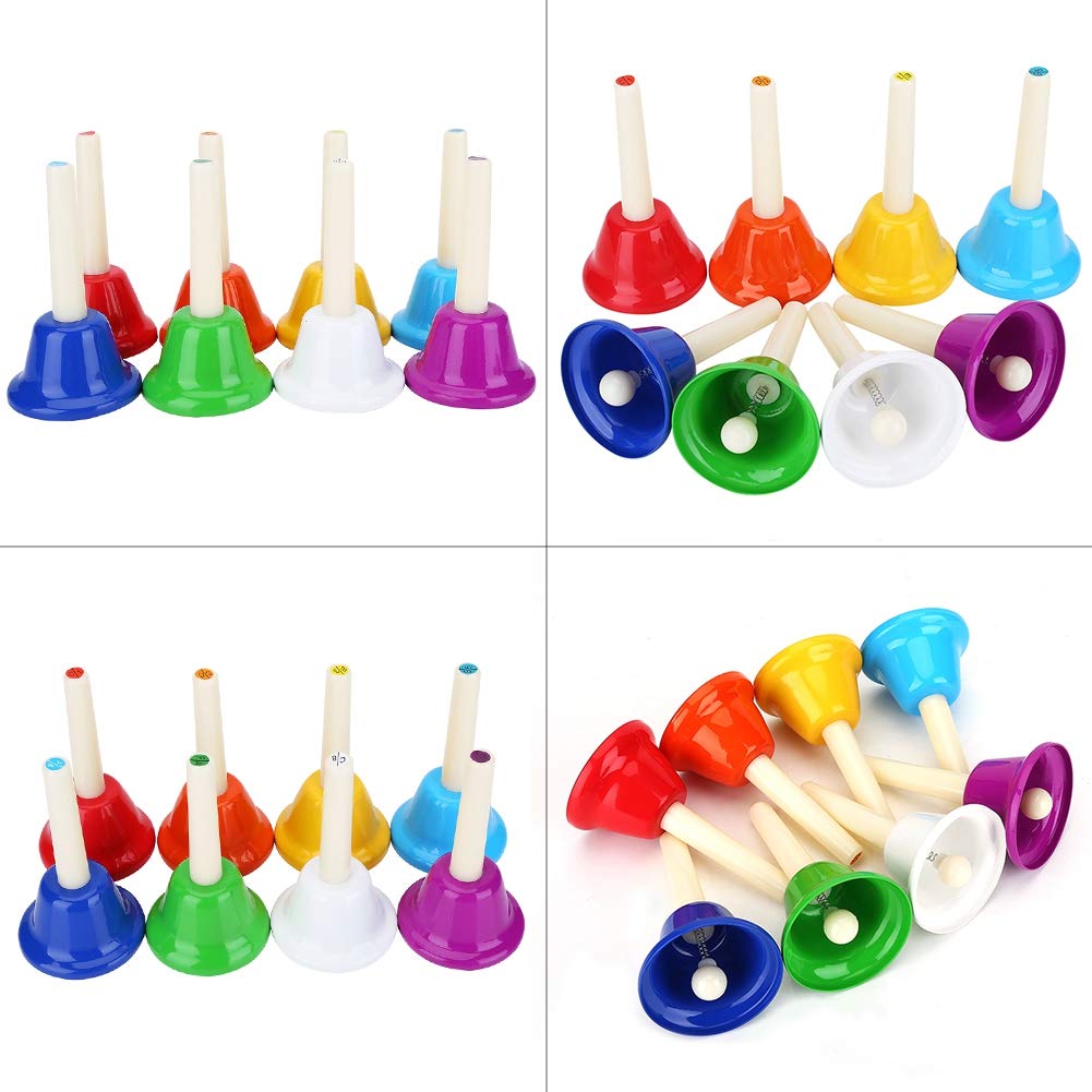 Handbells, Music Bells, 8-Note Metal Handbells, Gift Set for Christmas, Promotes Brain Development, Educational Toy, Kids' Musical Toy, Rhythm Band,