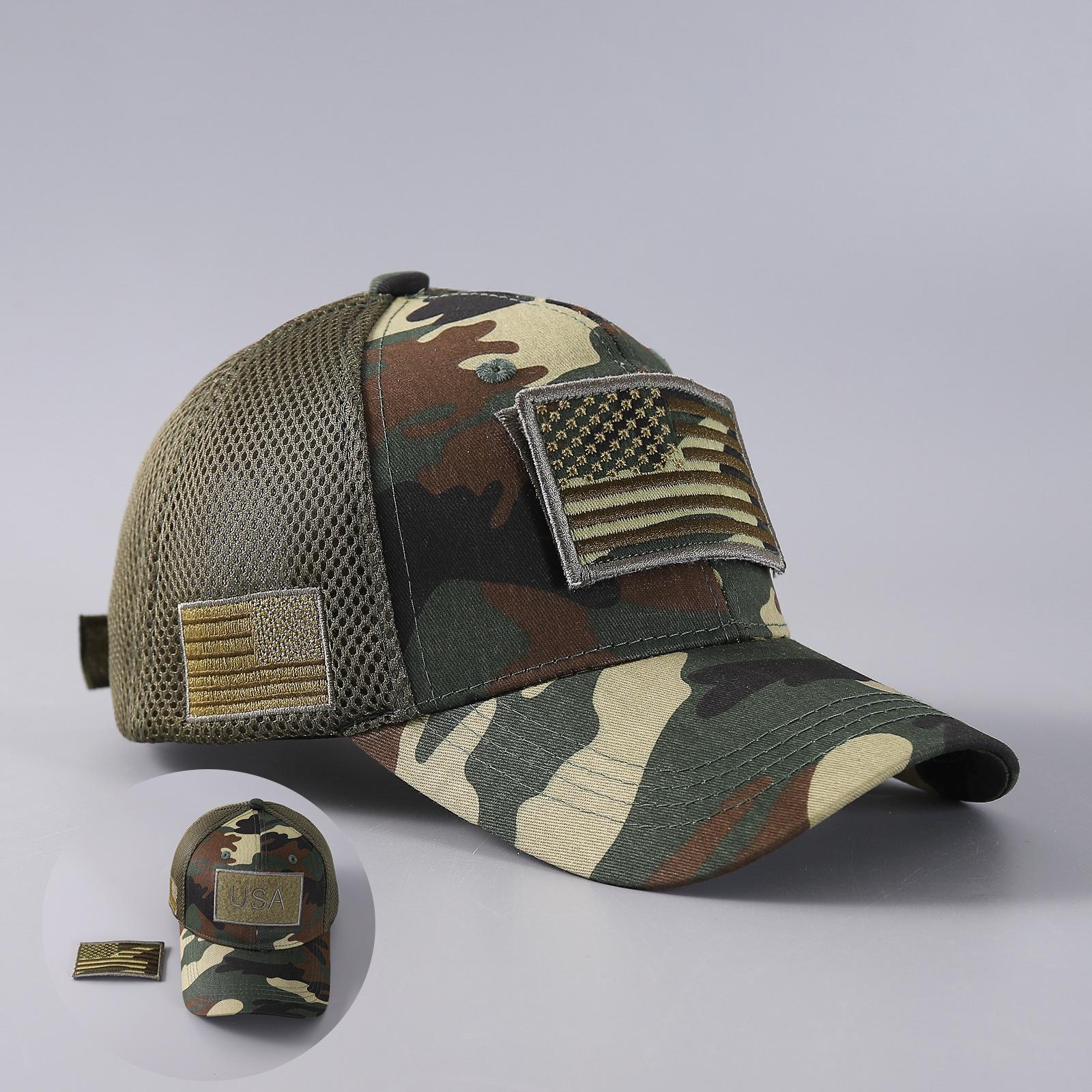 Camouflage mesh cap breathable baseball cap velcro tactical military training camping hat as the picture