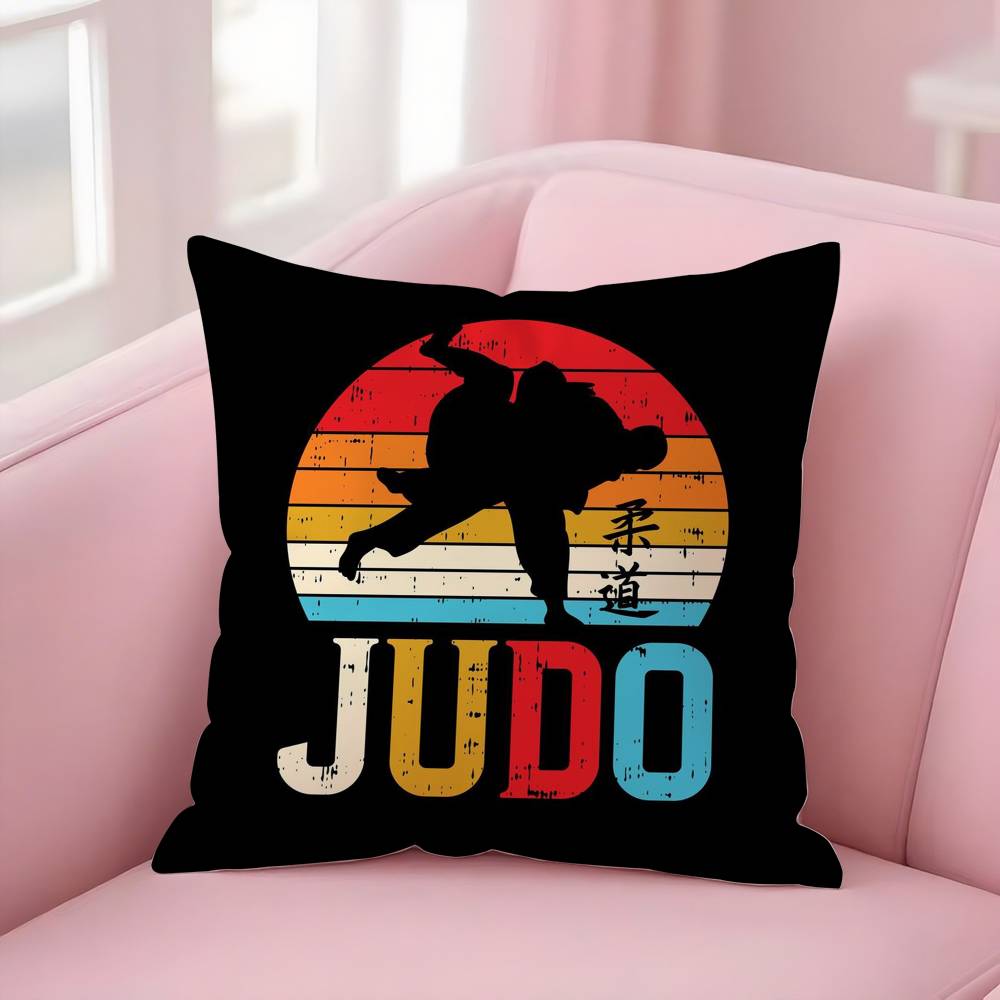 Sports Judo Martial Arts Pillow Case Sofa Short Plush Double-Sided Hd Printing Room Home Office Gift Cushion Cover