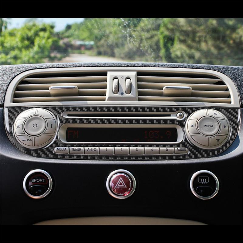 Black Car Interior Decoration Protection Carbon Fiber Sticker For Fiat 500 2012-2015 With Navigation System