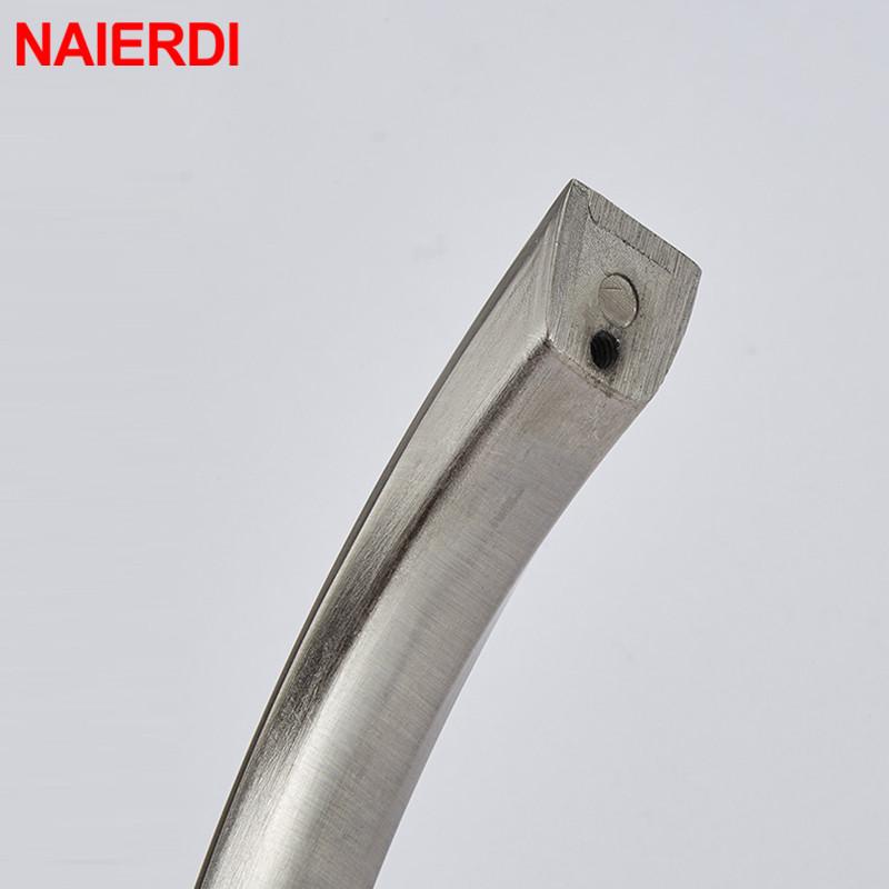 NAIERDI Aluminum Alloy Furniture Handle Brushed Silver Kitchen Door Handles Cabinet Handles Drawer Knobs Wardrobe Drawer Pulls