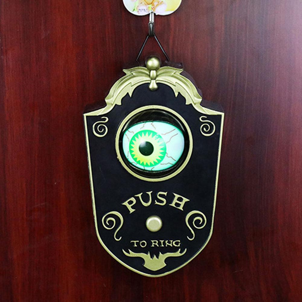 Animated Eyeball Halloween Horror Doorbell with Spooky Sounds LED Hanging Doorbell Trick Or Treat Prop for Halloween Decorations