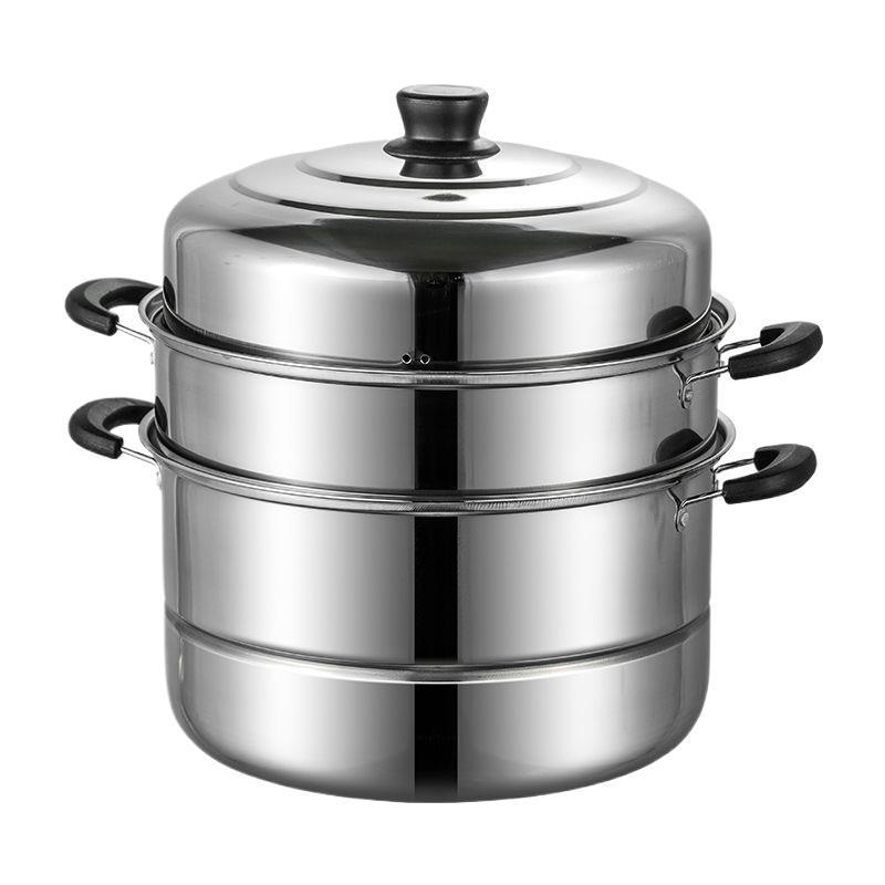 Thickened Stainless Steel Multi-layer Steamer Pot for Household Use - Suitable for Induction & Gas Stoves