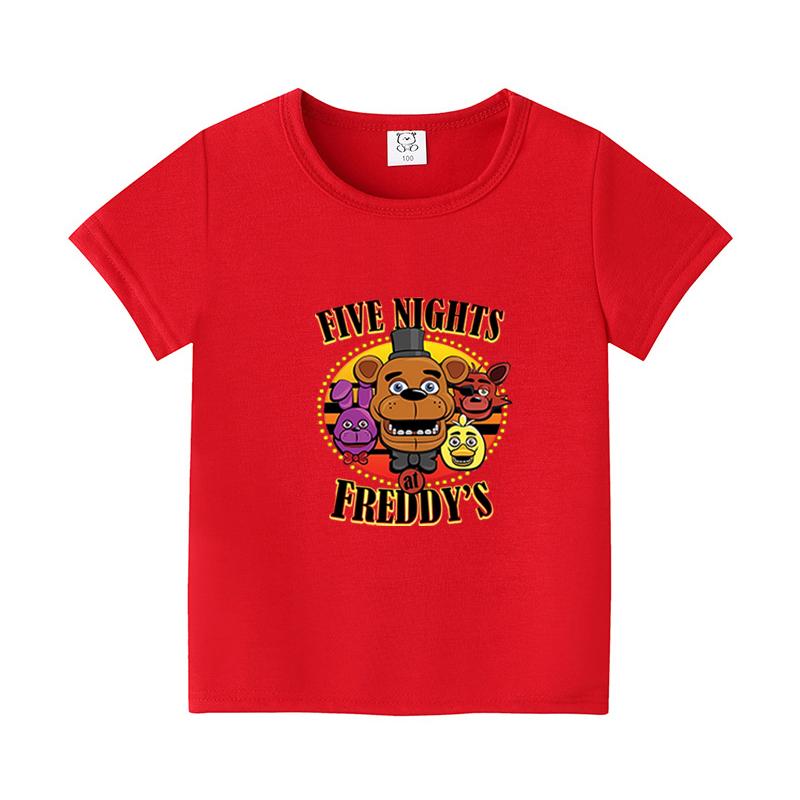 FNAFs Kids Tshirt Summer Breathable Horror Bear Boy Girl Short Sleeves Tops Cartoon Freddy Print Baby Clothes Birthday Gifts