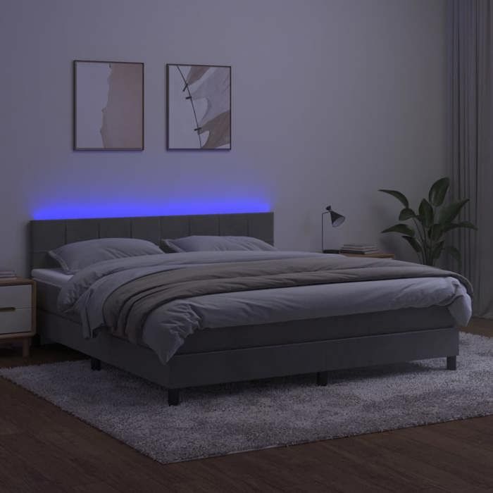 Maison Exclusive - Sommier à lattes de lit avec matelas LED Gris clair 160x200 cm
