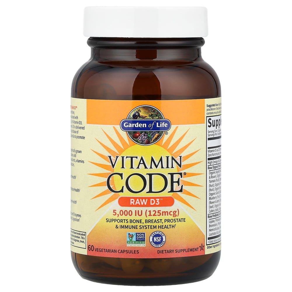 Garden of Life Vitamin Code RAW D3 125mg (5000 IU) Veggie Capsules 60 Counts