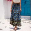 Holiday wind hollow lace splicing human cotton skirt exotic wind high waist thin swinging beach skirt