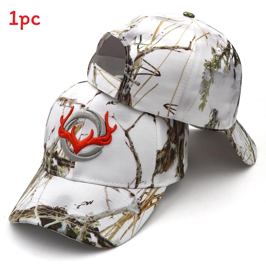 Animal Embroidered Deer Design Baseball Cap With Camouflage For Outdoor Sports