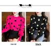 Autumn Polka Dot Puff Sleeve Knit Sweater - Slim, Versatile, Round Neck Style