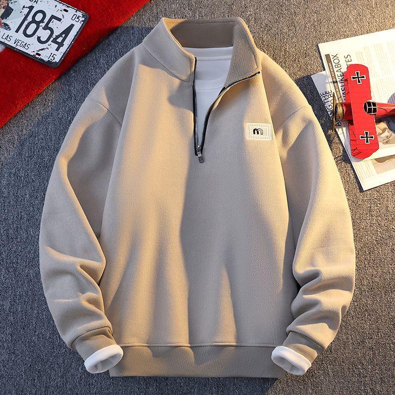 American Rap Hip Hop High Street Thickened Half-Zip Bboy Hoodie with Zipper and Round Neck
