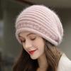 WTEMPO Autumn Winter Woolen Warm Beanie Hats Women's Elegant Large Size Versatile Knitted Hats Warm Beret Mother Hats