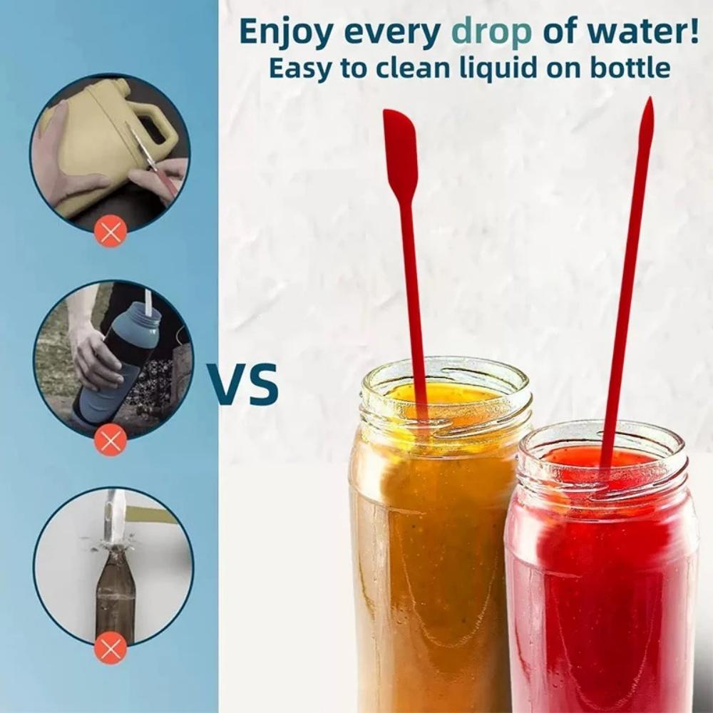 Food Grade Silicone Double-Headed Spatula,Long Handle Pointed Baking Jam Spreader,Cooking Scraping Spoon Combination Tool