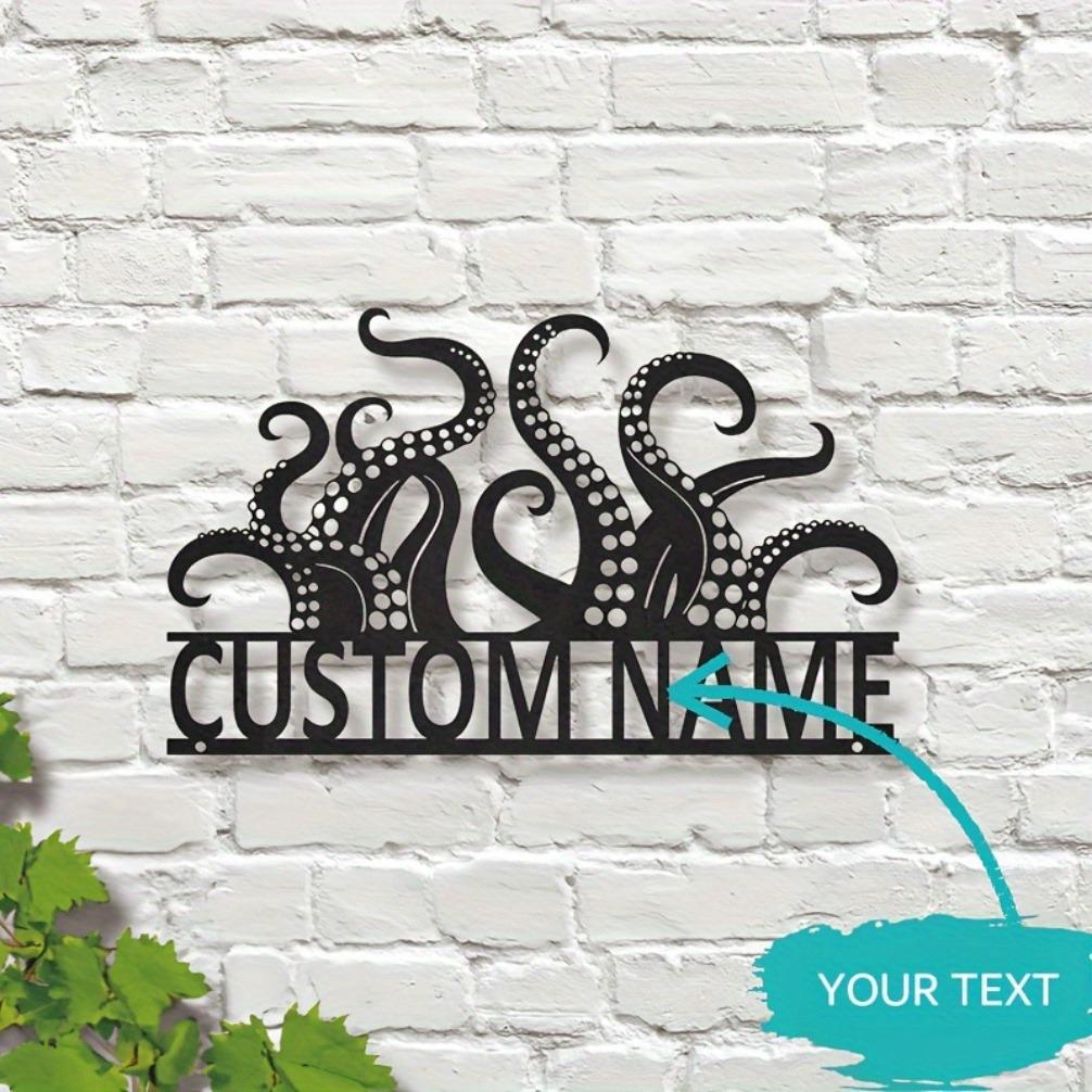 Retro Metal Octopus Wall Art Sculpture, Handmade Tentacle Decor for Outdoor Garden, Unique Vintage Sign