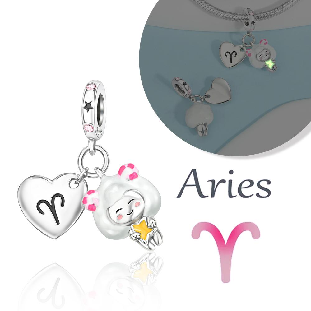 Lovely Copper Aries Leo 12 Constellations Zodiac Collections Charm Fit Original Bracelets Women Diy Fine Jewelry