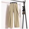 New Plus Size Womens Pants High Waist Vintage Loose Casual Trousers Elastic Design Wide Leg Basic Fashion Solid 5XL