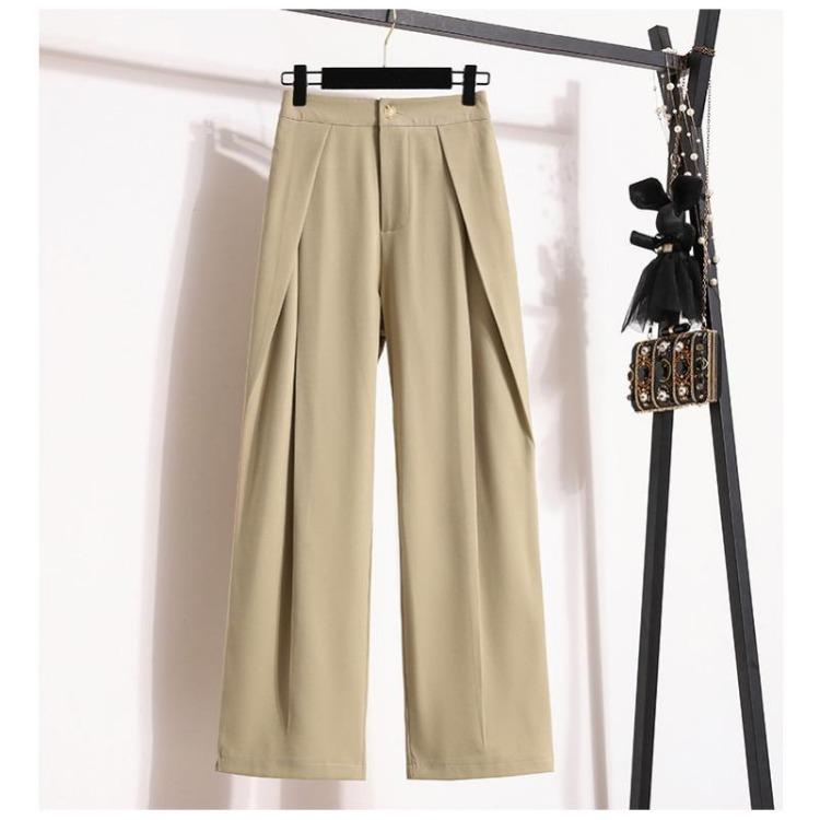 New Plus Size Womens Pants High Waist Vintage Loose Casual Trousers Elastic Design Wide Leg Basic Fashion Solid 5XL