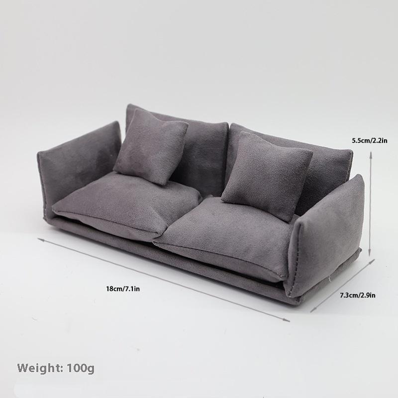 1 Set 1:12 Italian Leather Sofa With Pillow Furniture Mini Simulation Miniature Chairs Decor Living Room