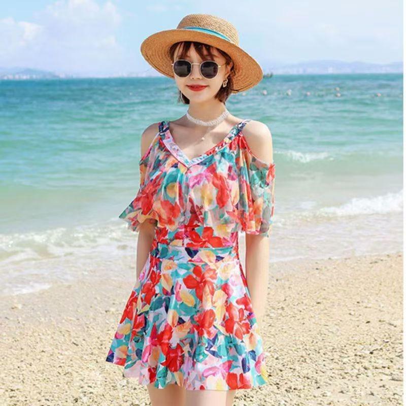 Swimsuit Women's split flat angle thin conservative skirt style belly cover swimsuit fashion swimsuit hot spring beach swimsuit