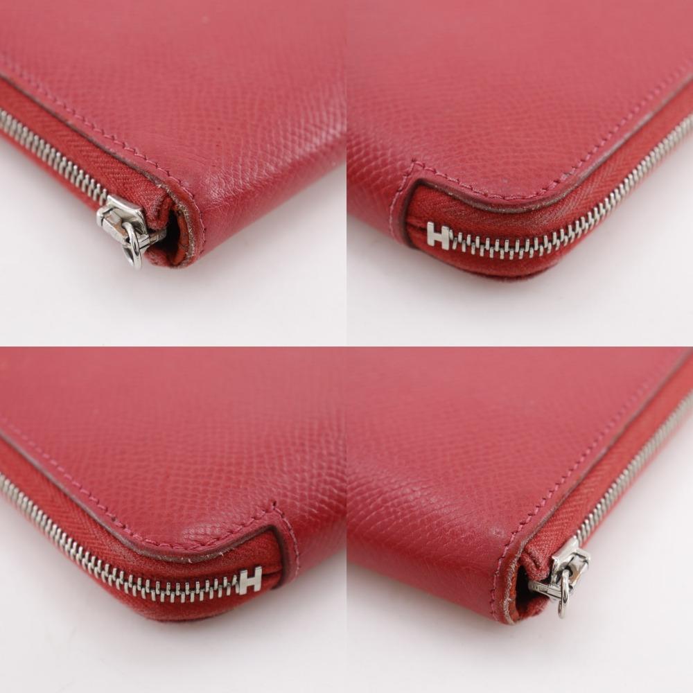 HERMES Azap Silk in Long Purse Red Epsom Women Used