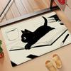 Cute Kawaii Black Cat Door Mat Bath Microfiber Decorative Versatile Flannel Floor Mat Quick Dry Absorbent Non-slip Sole