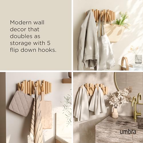 Umbra Wall Hooks, Wall Hanger, 5-Hook Set, Natural, PICKET 21011471390