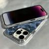 Dark Blue Floral Case for Samsung Galaxy S26 Edge S25 S24 S23 FE S22 Ultra Plus A73 5G A72 4G A71 A57 A55 A56 A51 4G TPU Cover