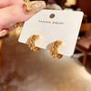 European & American Geometric Twisted Hemp Rope C-Shaped Earrings - High-End Fashion Jewelry for Women