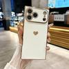 Fashion Plating Glossy Silicone Heart-Shaped Case For IPhone 17 Pro Max Air 16 15 14 13 12 11 Plus Shockproof Bumper Back Cover