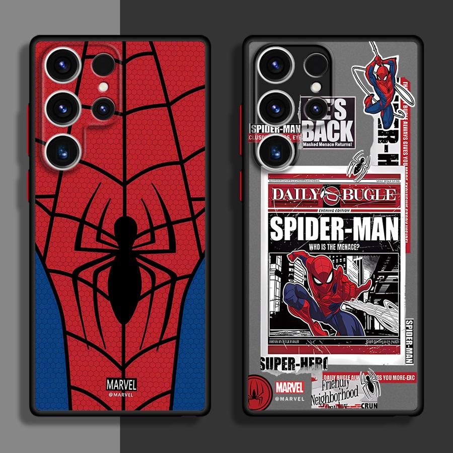 Custodia Marvel Spider-Man per Samsung Galaxy S25 S23 Ultra S24 FE S22 Plus S20 S21 S10 Note 20 10 Cover Posteriore in TPU Opaca