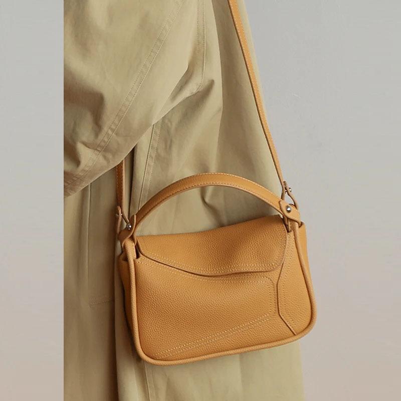 Genuine Leather Crossbody Bag, Fashionable Bag, Niche Pillow Bag, Single-shoulder Casual Underarm Bag