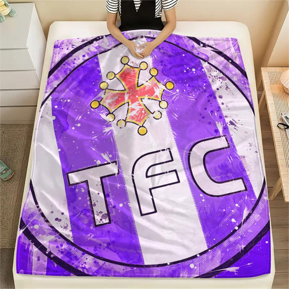 Toulouse Football Club Flanelldecke mit Aufdruck, Hohe Qualität, Bequem für alle Jahreszeiten, Heimdekoration, Wärme und Komfort