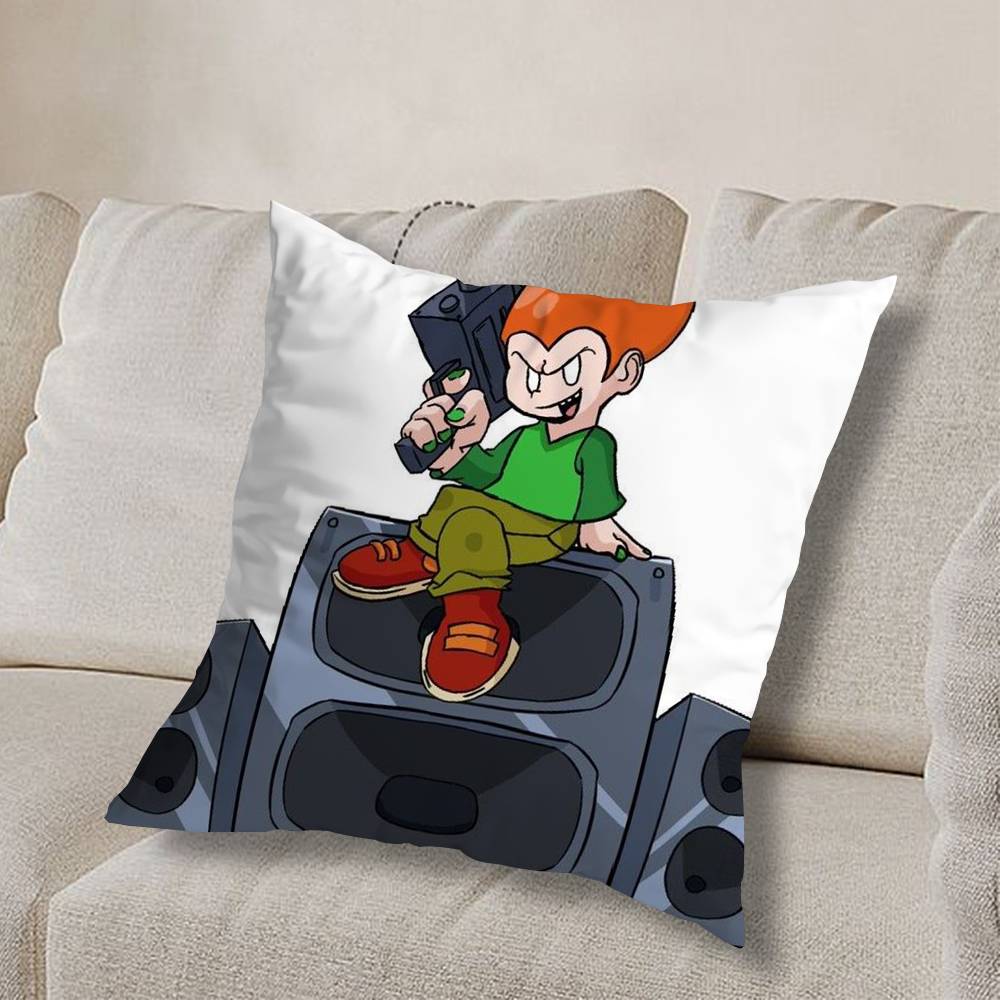 F-Friday Night Funkin cool Pillow Case Square Double-Sided Printing Short Plush Sofa Cushion Cover Bedroom Bedside Pillow