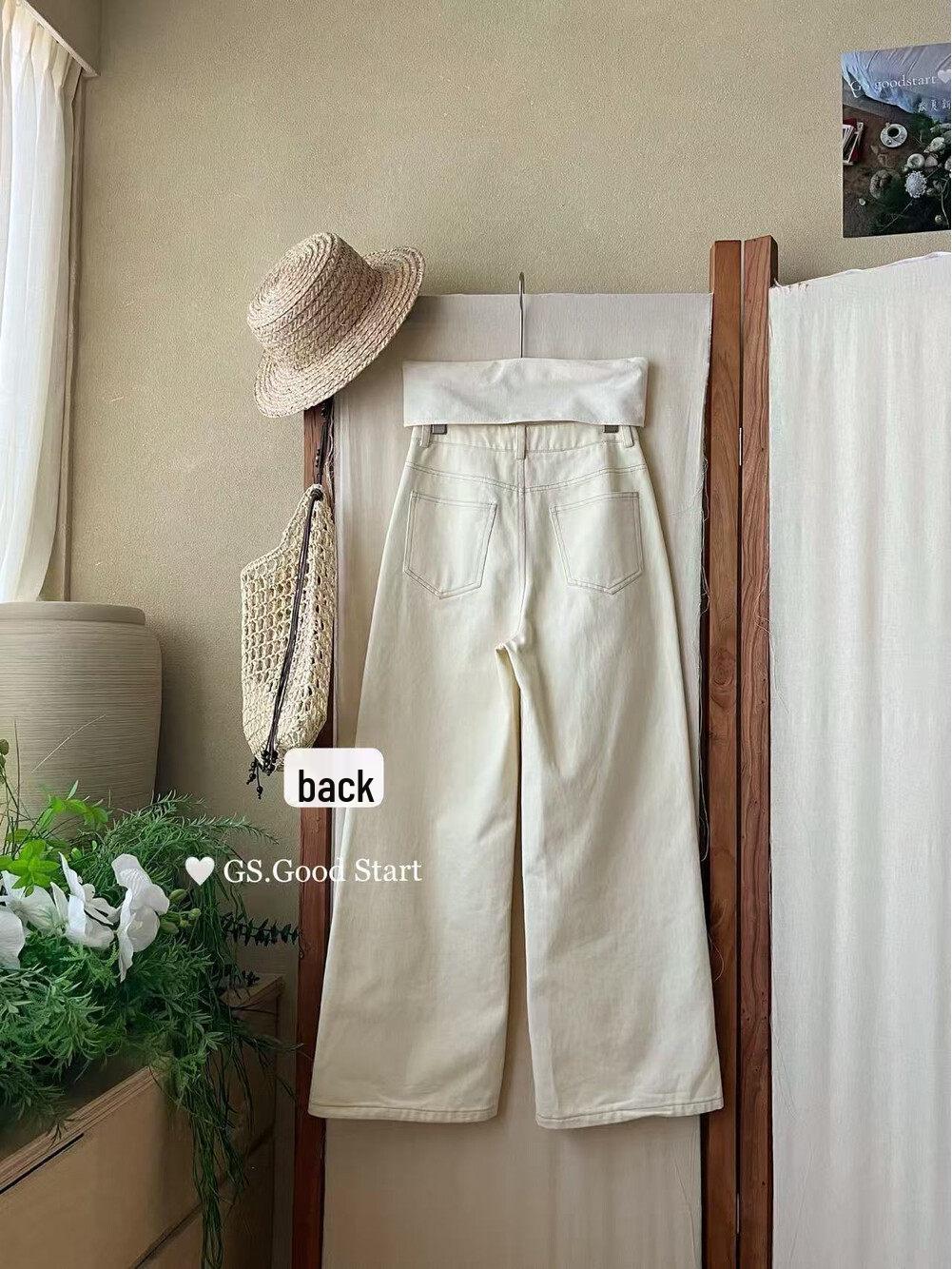 

GS GOOD START Women s High-Waisted Wide-Leg Cargo Jeans - Spring/Summer Slimming Long Straight-Leg Pants Medium абрикосовый