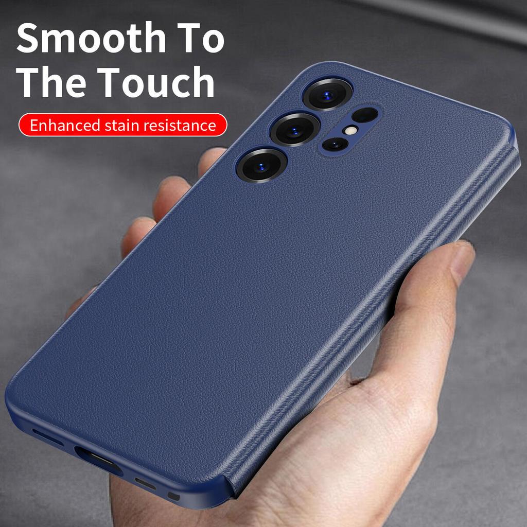 Leather Case for Samsung Galaxy S26 S25 S24 S23 S22 Ultra/ FE/ Plus with Mirror Smart View Window, S-View Cases,Flip Phone Cover Phone Bumpers