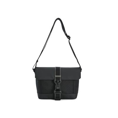 White Minimalist Commuter Casual Versatile Color-Block Flap Crossbody Bag Fabric And PU Synthetic Leather Shoulder Bag Men Bags F13M613107FBK